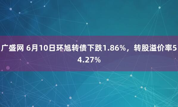 广盛网 6月10日环旭转债下跌1.86%，转股溢价率54.27%